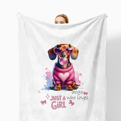 Pink Dachshund Blanket: Just a Girl Who Loves Dogs