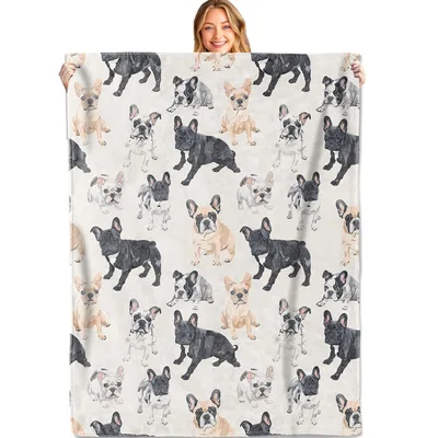 French Bulldog Dog Pattern Blanket for Frenchie Fans