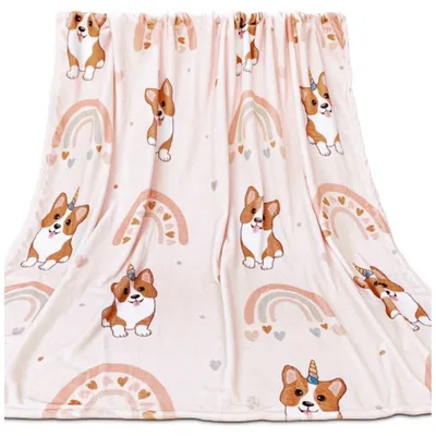 Unicorn Corgi Blanket for Dog Lovers and Rainbow Fans