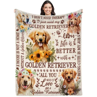 Golden Retriever Love Life Blanket for Dog Lovers
