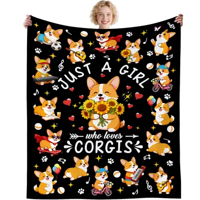 Corgi Parade on Black Blanket for Corgi Lovers