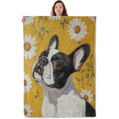 French Bulldog Daisy Blanket for Dog Lovers and Daisy Fans
