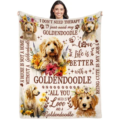 Goldendoodle Lover Blanket: Printed Dog Lover Throw