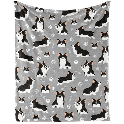 Black and White Corgis Blanket for Dog Lovers