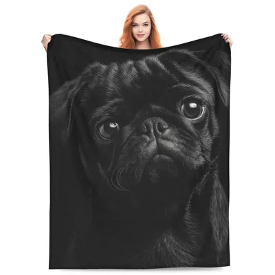 Black Pug Dog Blanket: A Moody Portrait Throw