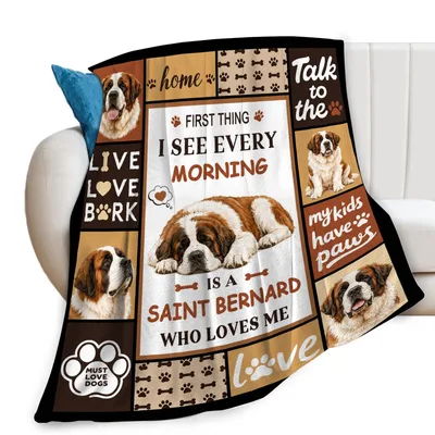 Saint Bernard Dog Blanket: First Thing Every Morning