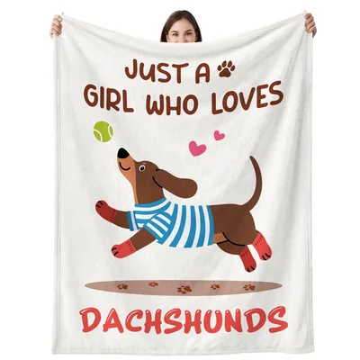 Dachshund Lover Cartoon Pup Blanket: Striped Dog Design
