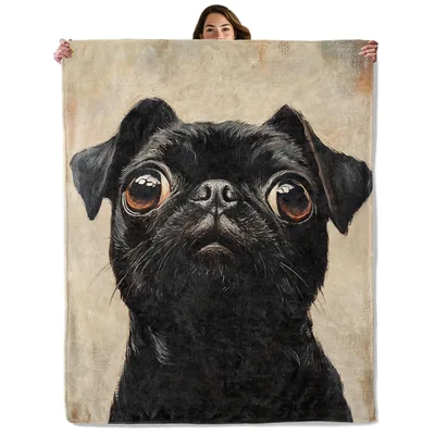 Pug Portrait Blanket for Dog Lovers and Pug Fans
