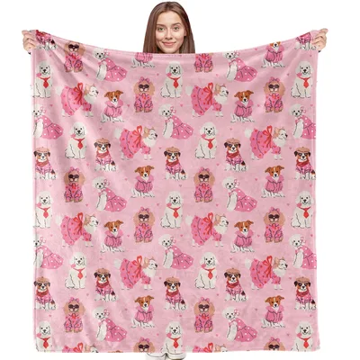 Pink Dogs Pattern Blanket: Cozy Throw for Fashion Lovers