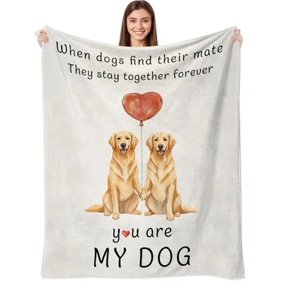Dog Mate Blanket: Two Golden Retrievers and a Heart