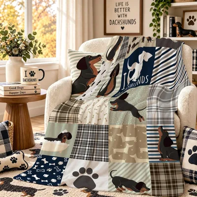 Dachshund Patchwork Patchwork Dogs Blanket