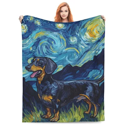 Dachshund Under Swirling Midnight Blanket for Dog Lovers