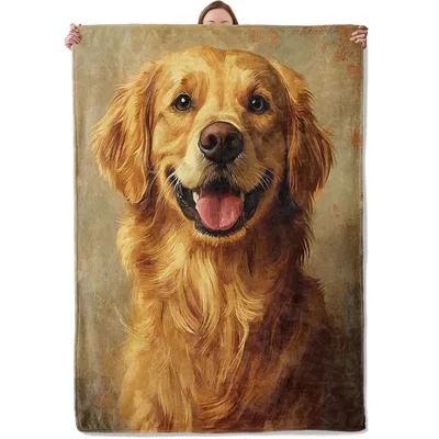Golden Retriever Portrait Blanket for Dog Lovers