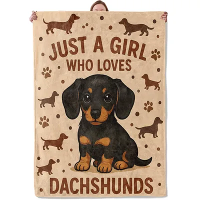 Tan Dachshund Puppy Love Blanket for Dog Lovers