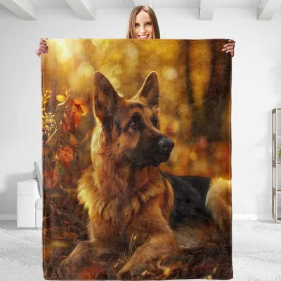 Autumn Dog Blanket: German Shepherd in Golden Light