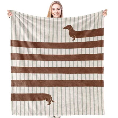 Dachshund Dog Stripes Blanket for Weiner Dog Fans