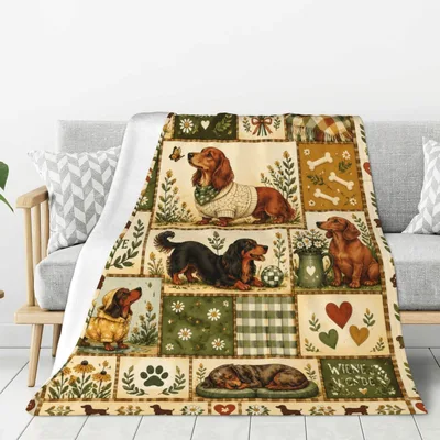 Vintage Dachshund Blanket for Sausage Dog Lovers
