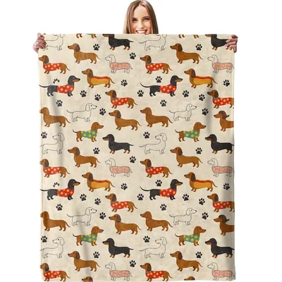 Cream Dachshunds in Sweaters Blanket for Dog Lovers