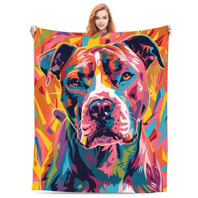 Pop Art Dog Blanket: A Bold Pitbull Portrait for Dog Lovers