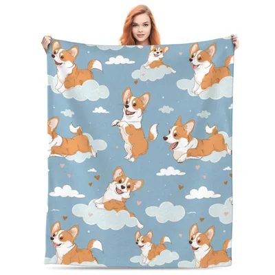 Corgis Floating on Clouds Blanket for Corgi Lovers