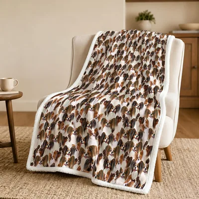 Papillon Dog Pattern Blanket: Dense Brown Papillon Print for Lovers