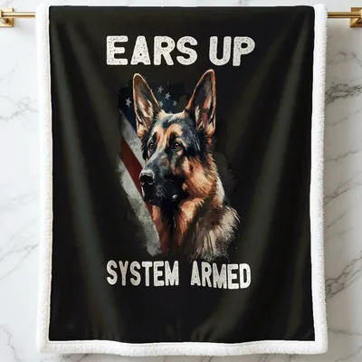 Ears Up System Armed Blanket: German Shepherd Patriotic Design