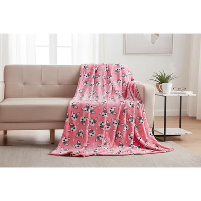 Puppy Pug Bulldog Pattern Blanket for Dog Lovers