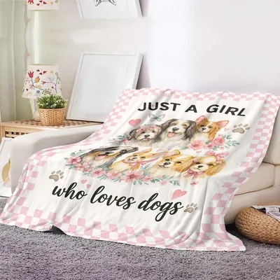 Just a Girl Blanket: Floral Dog Lovers Throw