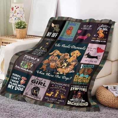 Dachshund Quotes Collage Blanket: Funny Wiener Dog Sayings for Lovers