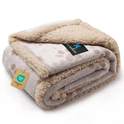 Paw Prints Pattern Blanket: Soft Fleece and Sherpa for Dog Lovers