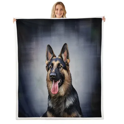 German Shepherd Dog Portrait Blanket: A Detailed Canine Art Print