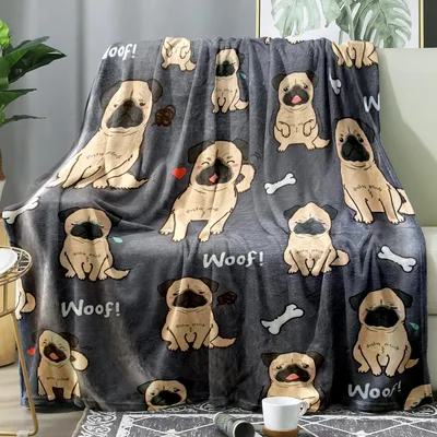 Pugs in a Blanket: Woof! Print with Cute Pugs and Bones