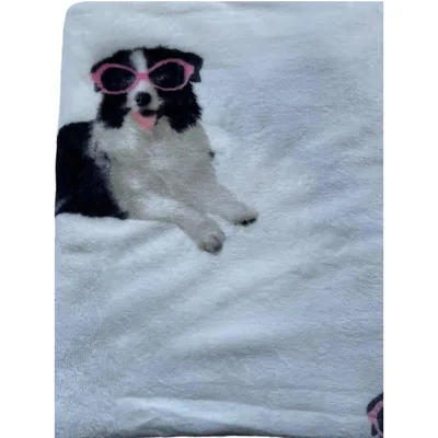 French Bulldogs in Glasses Blanket: Stylish Dog with Pink Frames