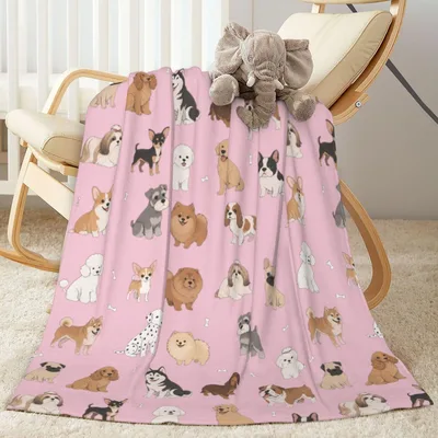 Cute Puppies Pattern Blanket No. 2: A Pink Dog Lovers Throw