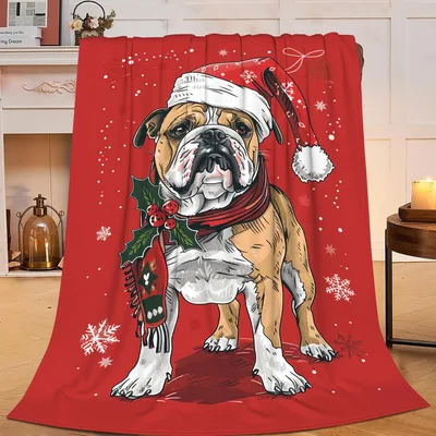 English Bulldog Christmas Santa Blanket for Festive Dog Lovers