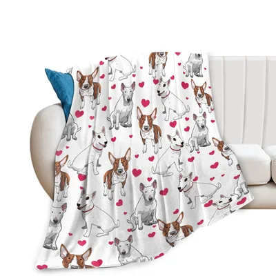 Bull Terrier Pattern Blanket: Heart-Filled Dog Lovers Throw