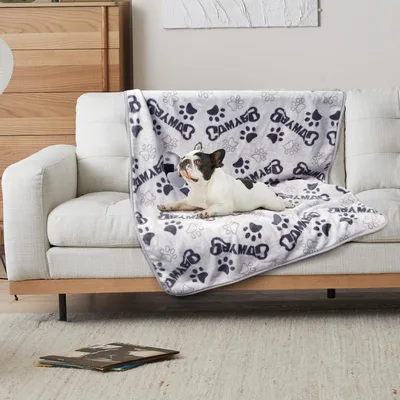 Paw Prints Dog Pattern Blanket featuring BAYWARD text