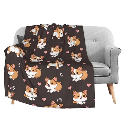 Kawaii Corgi Pattern Blanket: Cute Dog Design for Cozy Days