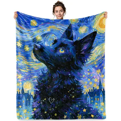 Starry Night Black Cat Blanket No. 2