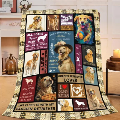 Life Is Better with My Golden Retriever Blanket Collage Design