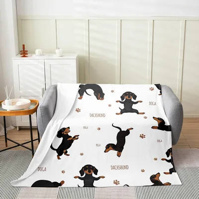 Sausage Dog Blanket: Dachshund Doga Yoga Pattern Throw