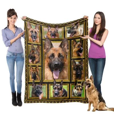 German Shepherd Portrait Collage Blanket: A Gallery of Canine Faces
