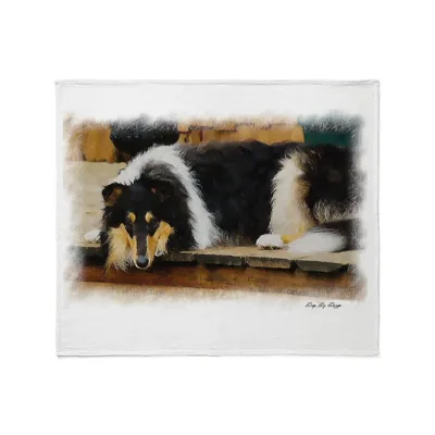 Tri Color Collie Dog Blanket: Resting Portrait Art