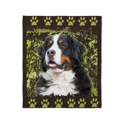 Bernese Mountain Dog with Paws Blanket: Fluffy Friend Design