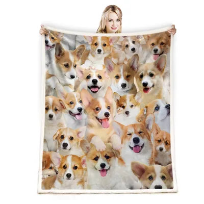 Happy Face Blanket: Corgi Faces Pattern for Dog Lovers