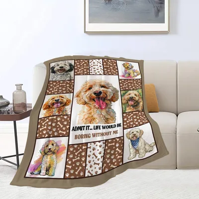 Admit It Life Blanket: Golden Doodle Collage Design