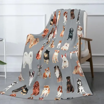 Assorted Dogs Pattern Design Blanket for Canine Enthusiasts