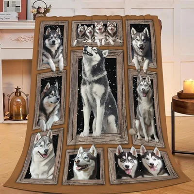 Siberian Husky Dogs Photo Blanket: A Gallery of Paws