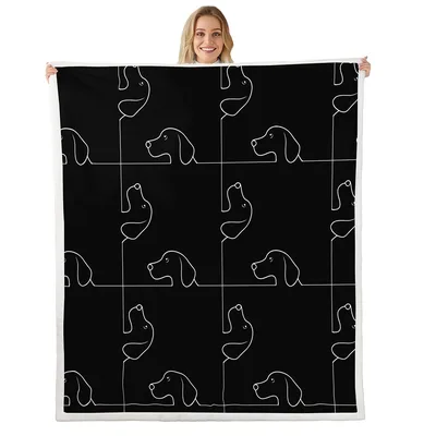 Sausage Dog Outline Pattern Blanket for Dachshund Lovers