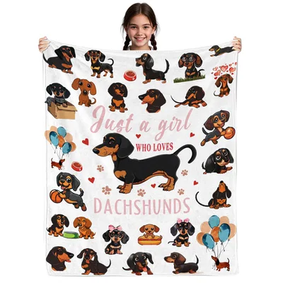 Just a Girl Who Loves Dachshunds Blanket for Wiener Dog Fans